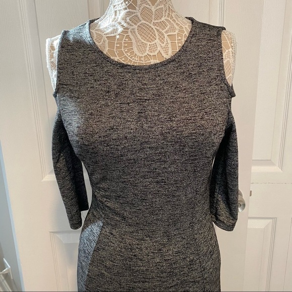 orsay dress open cold shoulder midi dress heater 3/4 sleeves size 38 Europe 6 US - Picture 4 of 14